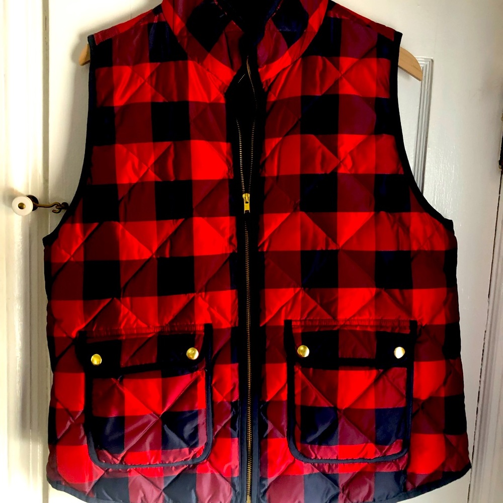 J Crew Puffer Vest Buffalo Check XL